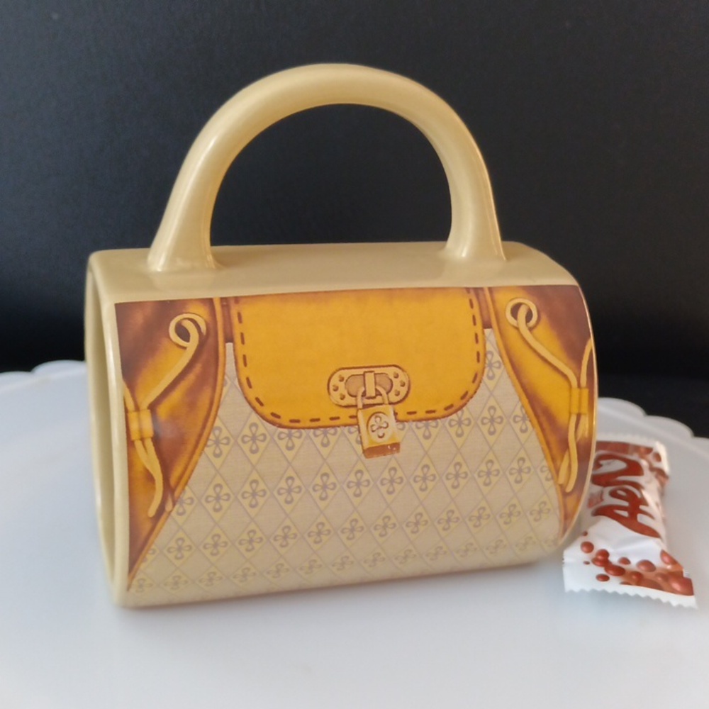 Coffee Mug In Cream and Brown In Treasure Chest Shape